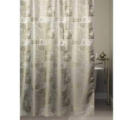 Штора для ванной комнаты Bath Plus жаккард BLOSSOM AGE 180x200, золото/беж JAC1506