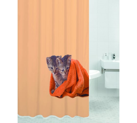 Штора для ванной комнаты Bath Plus CAT TWINS котята, 180х200 DSP3008 1