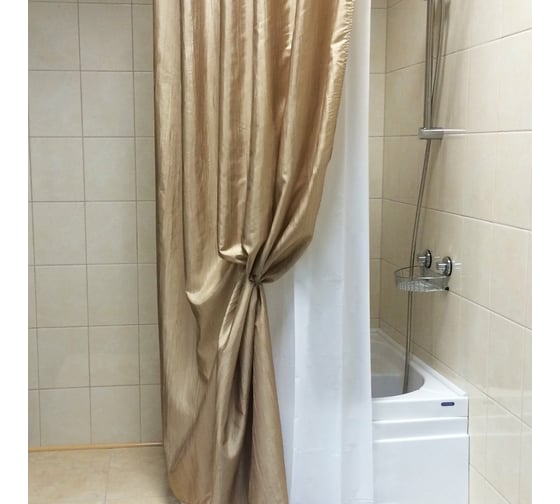Штора для ванной комнаты Bath Plus Органза двухслойная, 180х200, беж NO WSV 026