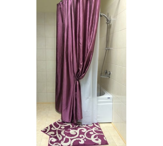 Штора для ванной комнаты Bath Plus Органза двухслойная, 180х200, бордо NO WSV 024
