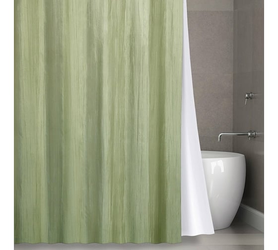 Штора для ванной комнаты Bath Plus Органза двухслойная, 180х200, зеленый NO WSV 025