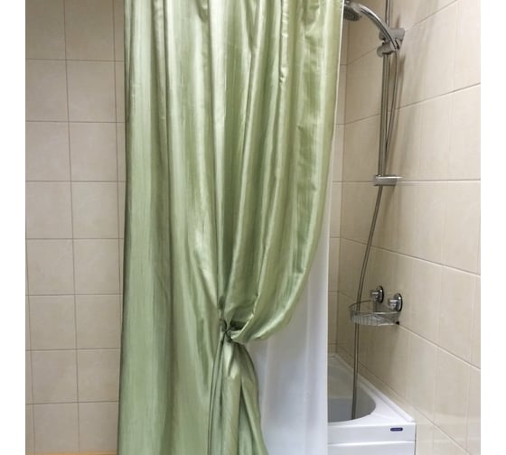 Штора для ванной комнаты Bath Plus Органза двухслойная, 180х200, зеленый NO WSV 025