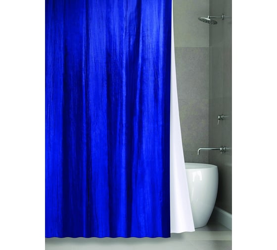Штора для ванной комнаты Bath Plus Органза двухслойная, 180х200, темно-синий NO WSV 027