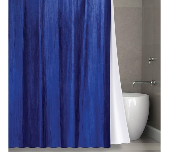 Штора для ванной комнаты Bath Plus Органза двухслойная, 180х200, темно-синий NO WSV 027