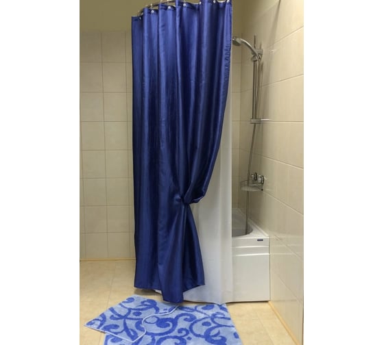 Штора для ванной комнаты Bath Plus Органза двухслойная, 180х200, темно-синий NO WSV 027