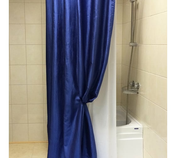 Штора для ванной комнаты Bath Plus Органза двухслойная, 180х200, темно-синий NO WSV 027
