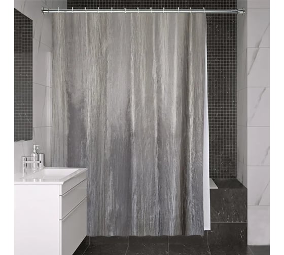 Штора для ванной комнаты Bath Plus Органза двухслойная, 180х200, серый NO WSV 030