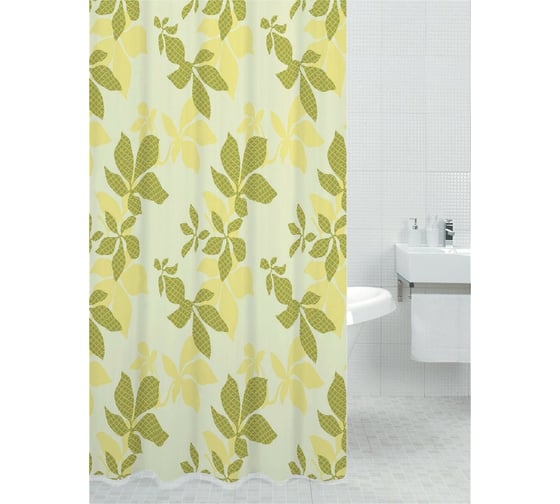 Штора для ванной комнаты Bath Plus CHESTNUT LEAF зеленый, 180х200 DS3007