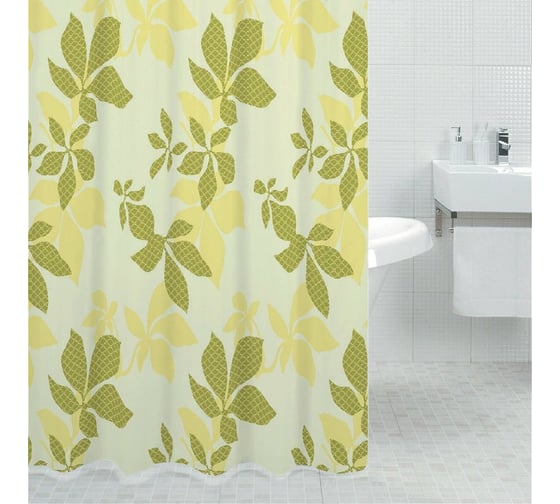 Штора для ванной комнаты Bath Plus CHESTNUT LEAF зеленый, 180х200 DS3007