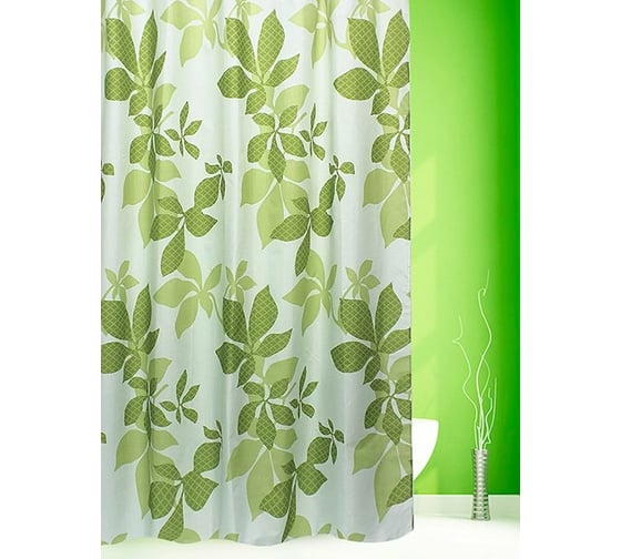 Штора для ванной комнаты Bath Plus CHESTNUT LEAF зеленый, 180х200 DS3007