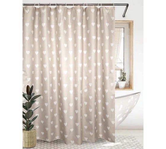 Штора для ванной комнаты Bath Plus 180х200 Hearts бежевый ch14164 1