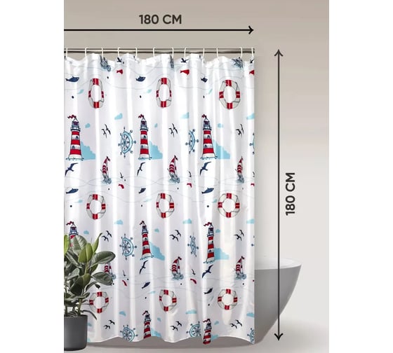 Штора для ванной комнаты Bath Plus 180х180 Homing Lighthouses ch14014