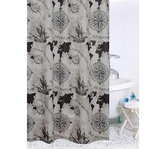 Штора для ванной комнаты Bath Plus 180х180 Navigation 2 black-beige ch16100/3