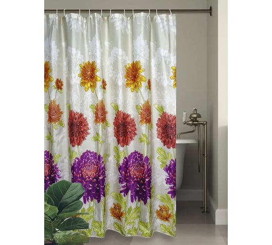 Штора для ванной комнаты Bath Plus 180х180 AUTUMN CHRYSANTHEM MULTI ch-21268