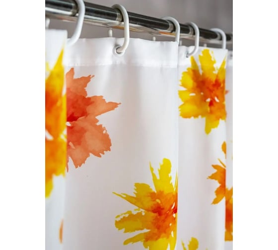 Штора для ванной комнаты Bath Plus 180х180 BLAZE FLOWERS оранжевый ch-13456