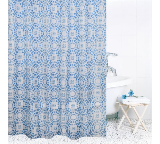 Штора для ванной комнаты Bath Plus 180х200 Circle Light Blue ch15100 1