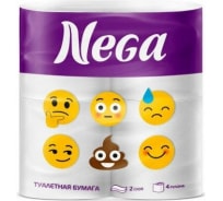 Туалетная бумага NEGA "Смайл", 2 слоя, 4 шт/уп 235