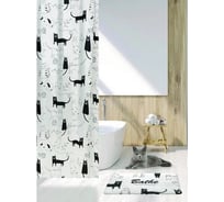 Штора для ванной комнаты Bath Plus 180х180 Little Black Cat бело-черный ch-12256