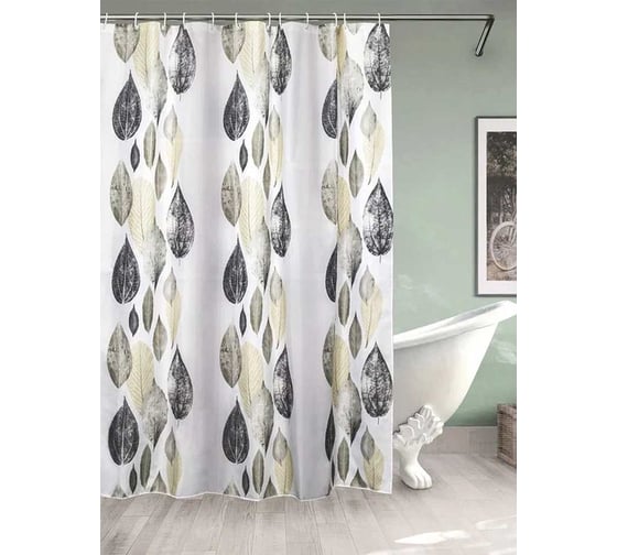 Штора для ванной комнаты Bath Plus 180х180 LEAF STORY беж/серый ch-21261