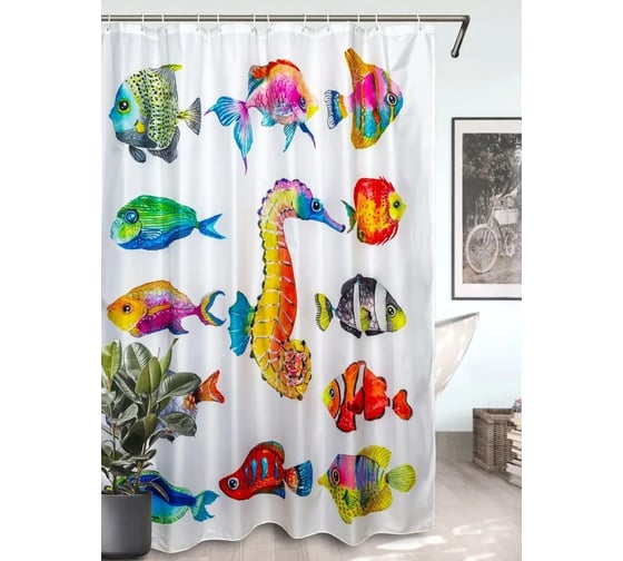 Штора для ванной комнаты Bath Plus 180х180 GORGEOUS FISH II multiy ch-21294