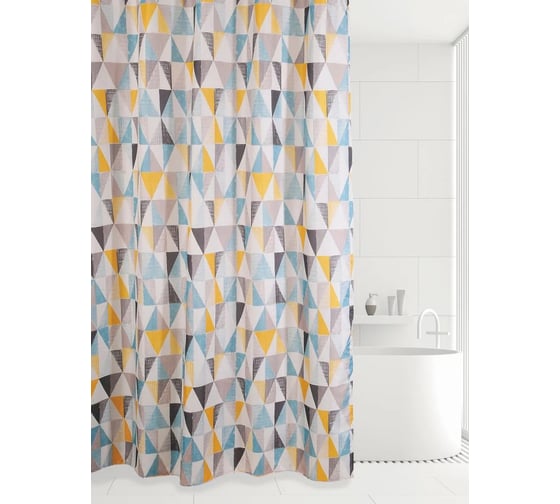 Штора для ванной комнаты Bath Plus 180х200 Triangular Scrawl khaki tone ch-21260/5 1