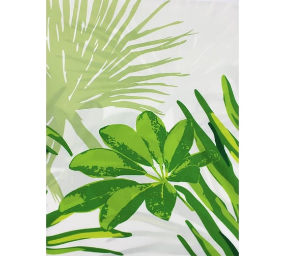 Штора для ванной комнаты Bath Plus Tropica H352-1 белый/зеленый, 180х200 21251/7-P