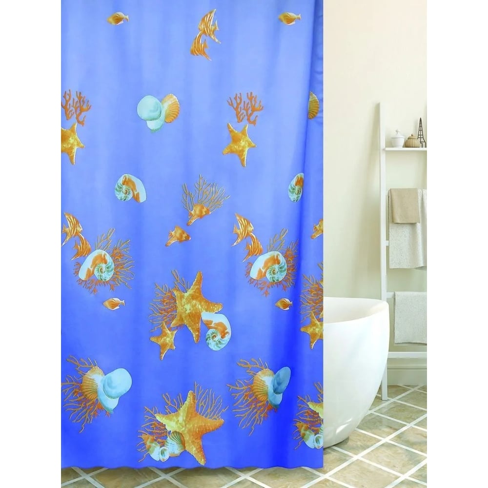 Штора для ванной комнаты  Plus Sea Music голубой, 180х180 21242/3-P .