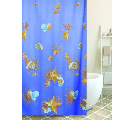 Штора для ванной комнаты Bath Plus Sea Music голубой, 180х180 21242/3-P