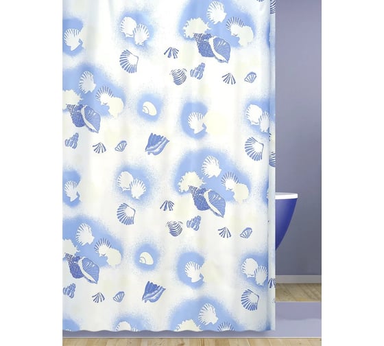 Штора для ванной комнаты Bath Plus Sea Snail голубая, 180х180 2119/0-N