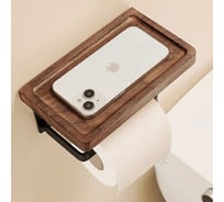 Держатель для туалетной бумаги с полочкой SANTRADE SM-HB2012/P (орех) 0692