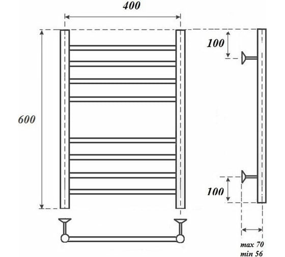 Водяной полотенцесушитель Point Аврора П8 400x600, хром PN10146S