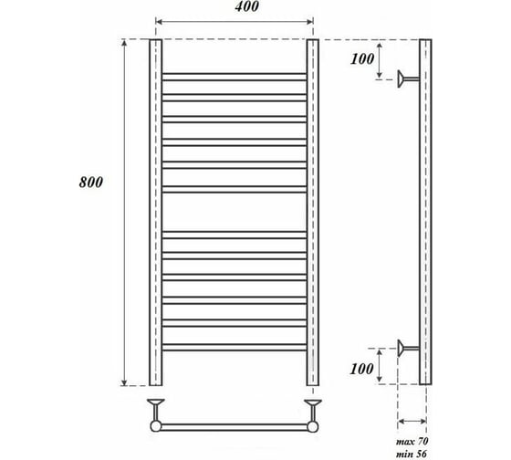 Водяной полотенцесушитель Point Аврора П12 400x800, хром PN10148S