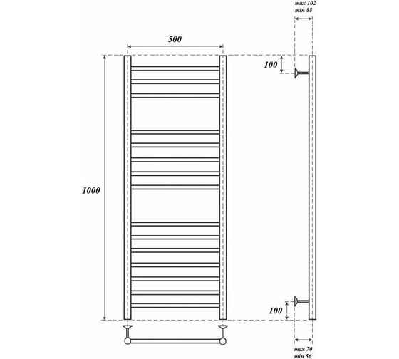 Водяной полотенцесушитель Point Аврора П15 500x1000, хром PN10150S