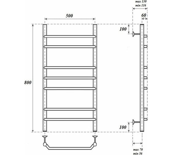 Водяной полотенцесушитель Point Венера П7 500x800, хром PN07158