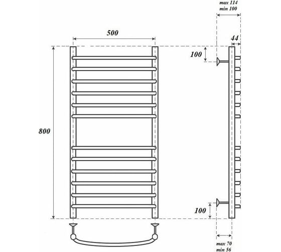 Водяной полотенцесушитель Point Альфа П12 500x800, хром PN05158S