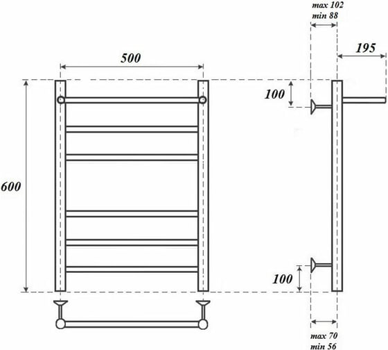 Электрический полотенцесушитель Point Аврора П5 500x600 с полкой левый/правый, хром PN10156PE