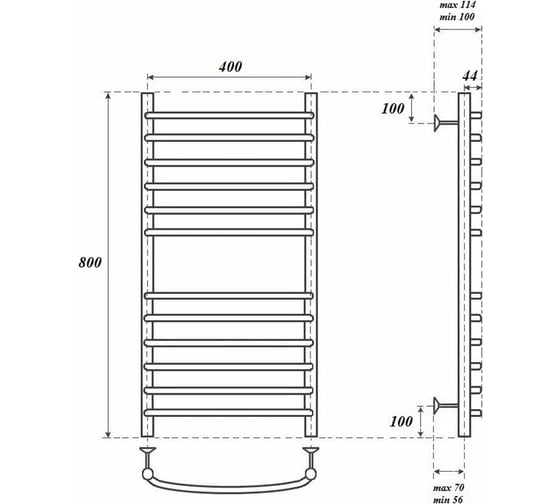 Электрический полотенцесушитель Point Альфа П12 400x800 левый/правый, хром PN05148SE