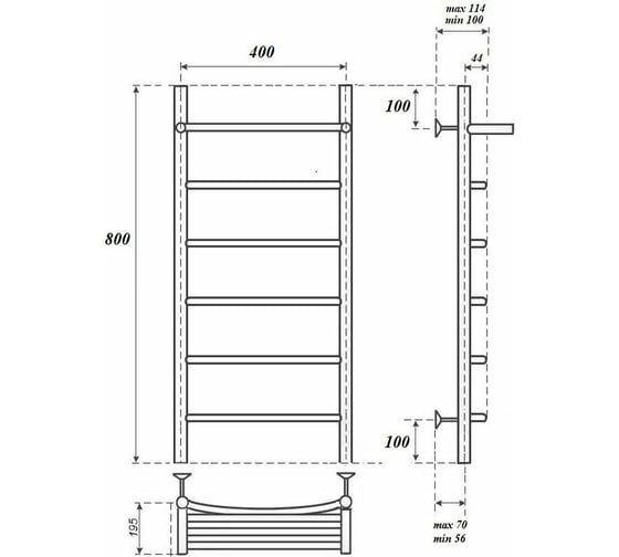 Водяной полотенцесушитель Point Афина П5 400x800 с полкой, хром PN04148P