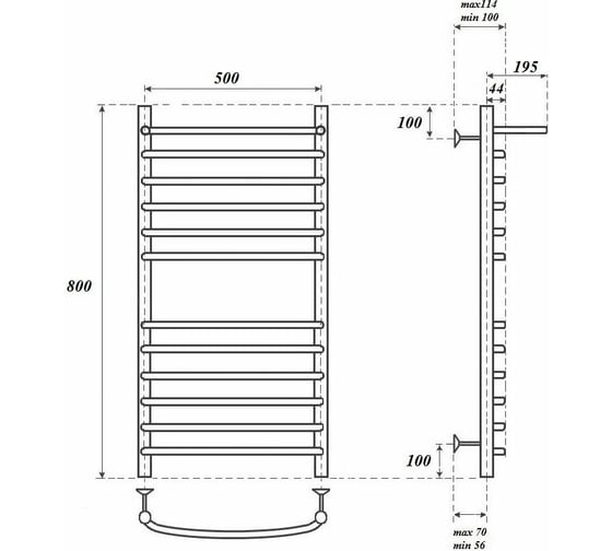 Электрический полотенцесушитель Point Альфа П11 500x800 с полкой левый/правый, хром PN05158SPE