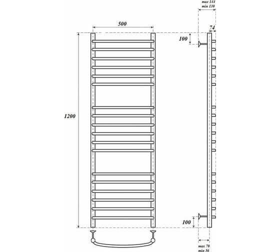Электрический полотенцесушитель Point Альфа П18 500x1200 левый/правый, хром PN05152SE