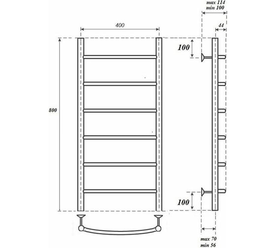 Водяной полотенцесушитель Point Афина П6 400x800, хром PN04148