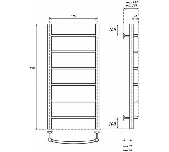 Водяной полотенцесушитель Point Афина П6 500x800, хром PN04158