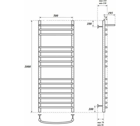 Электрический полотенцесушитель Point Альфа П14 500x1000 с полкой левый/правый, хром PN05150SPE