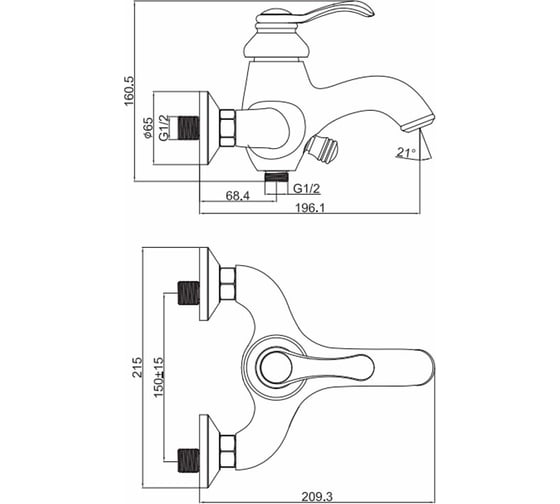 Смеситель для ванны Maxonor хром MN3276