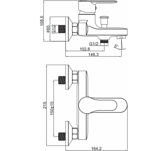 Смеситель для ванны Maxonor хром MN3274