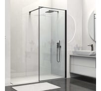 Душевая перегородка VINCEA Walk-In 800_2000, черный матовый, стекло прозрачное VSW-1HS800CLB