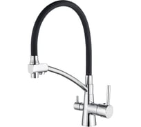 Смеситель для кухни LEDEME с выходом для питьевой воды, гибкий шланг, черный/хром L4855-2 808298