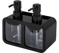 Дозатор двойной для мыла и моющего средства LAIMA DOUBLE 2х350мл, ЧЕРНЫЙ, 10х18х17см, HOME 700045