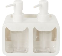 Дозатор двойной для мыла и моющего средства LAIMA DOUBLE 2х350мл, БЕЛЫЙ, 10х18х17см,  HOME 700044