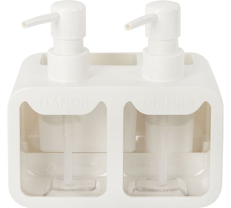 Дозатор двойной для мыла и моющего средства LAIMA DOUBLE 2х350мл, БЕЛЫЙ, 10х18х17см, HOME 700044